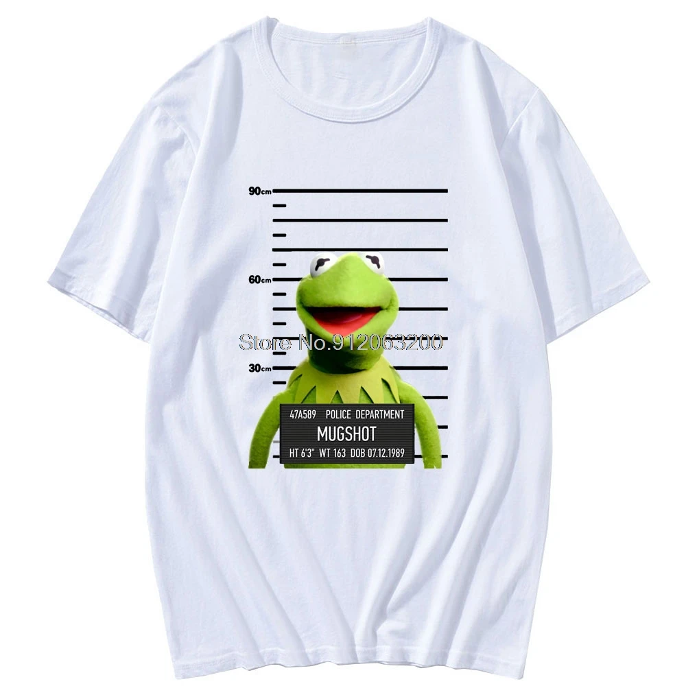 Harajuku Style Prisoner Frog Pattern Short Sleeve Men Women Fashion  Tshirt Male Korean Fashion Hip Hop Basic T-shirt