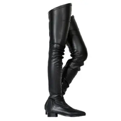 

Black Pointed Toe Over The Knee Boots Horse Riding Boots Woman Runway Chunky Heels Chlesea Knight Women Long Boots For Woman