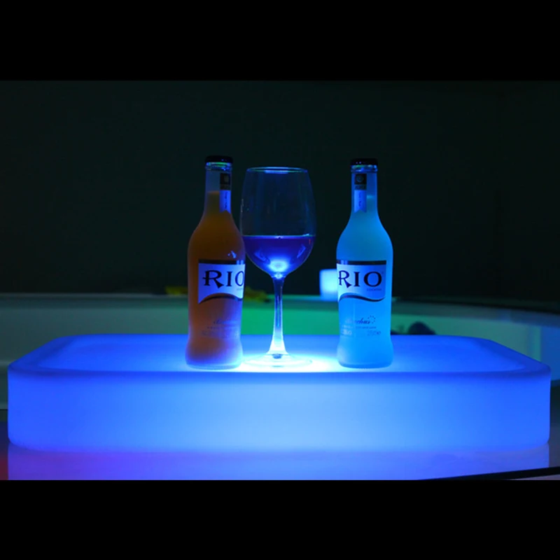 LED luminous wine tray Colorful luminous fruit tray Fashion dinner plate LED luminous tray Value round wine tray holding plate