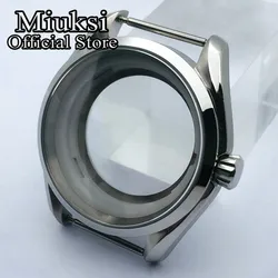 Miuksi 40mm silver sterile case sapphire glass stainless steel watch case fit NH35 NH36 movement