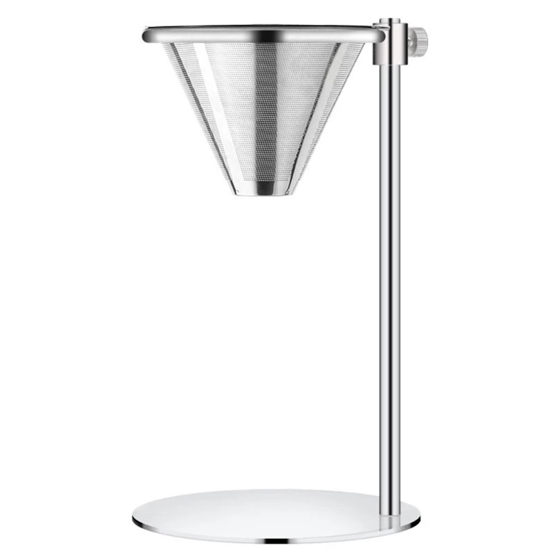 Adjustable Stainless Steel Coffee Maker Station Stand with Double Filter Freestanding Drip Cone Brewer Dropship