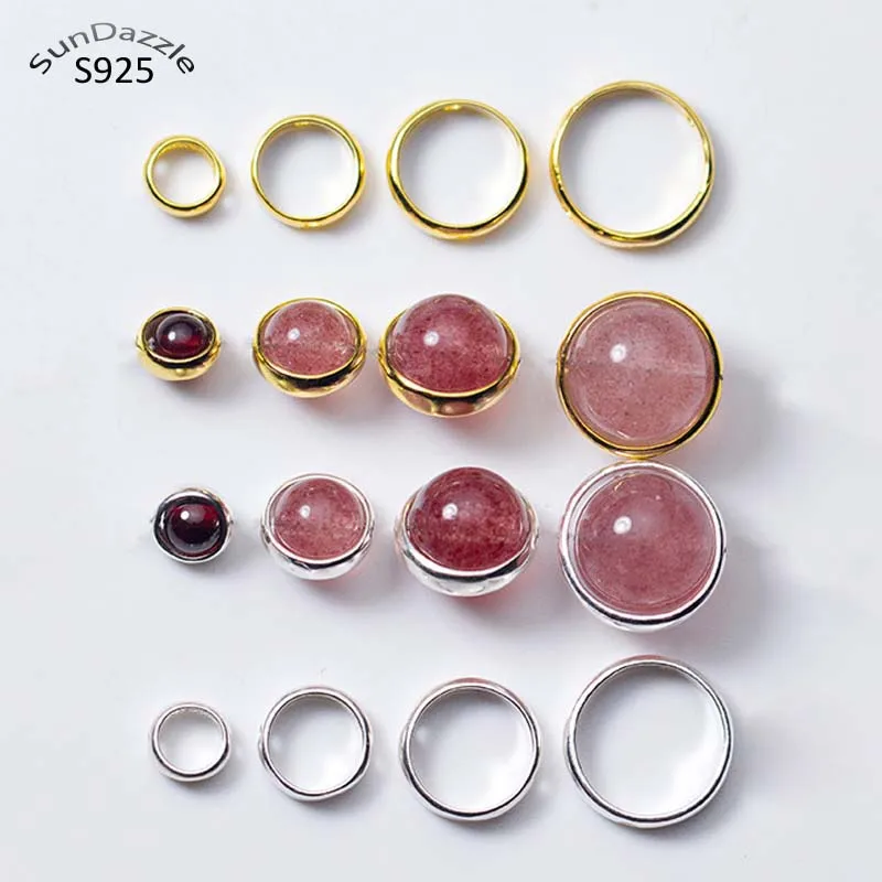 

Обручи из чистого серебра 925 пробы с бусинами и кристаллами для изготовления ювелирных изделий, комплектующие для бижутерии, ожерелий, браслетов, 2 шт.