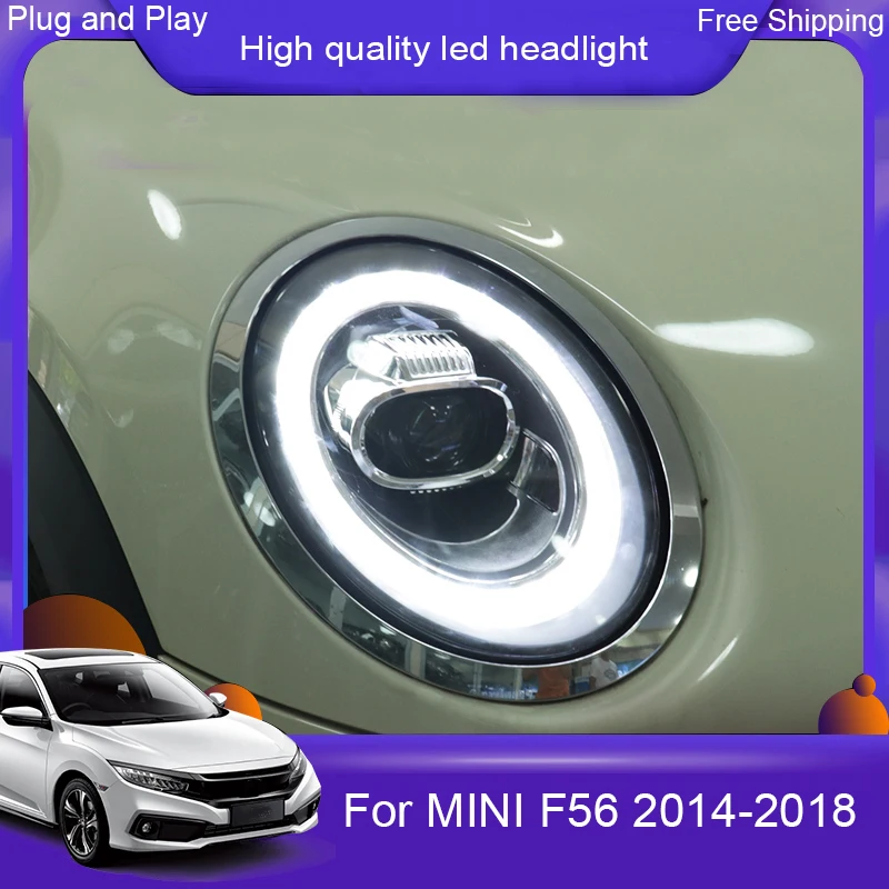 

Car For 2007-2019 Mini F56 cooper headlights For F56 ALL LED head lamp Angel eye led DRL front light Bi-led Lens dynamic turn