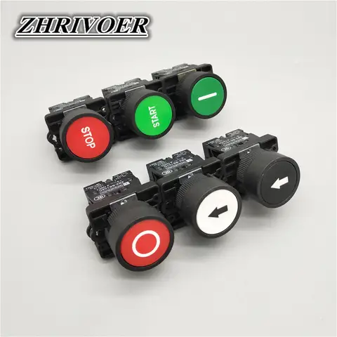 22mm XB2 Momentary/Self-reset Plastic Push Button Switch with Symbol Stop Start arrow 10A/600V