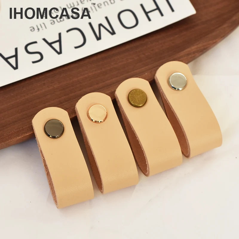 Ihomcasa Messing Vintage Meubels Kabinet Handles Keuken Dressoir Garderobe Kast Lade Knoppen Portiergrepen Bruin Lederen