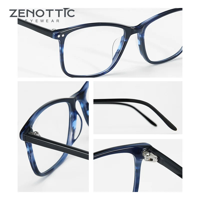 ZENOTTIC Custom Prescription Glasses Acetate  Anti Blue Light/Photochromic Spectacle Optical Eyeglasses for Women Men