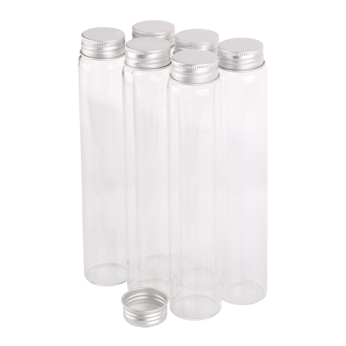 6 pieces 150ml Size 37x180mm Transparent Glass Bottles with Aluminum Lids Glass Jars Vials for Wedding Favors