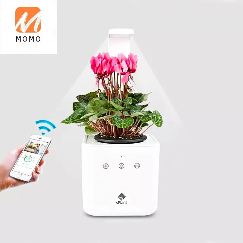 Smart home garden planter, Self watering smart mini plant pot, LED growing system and Remote system all control by mobile APP