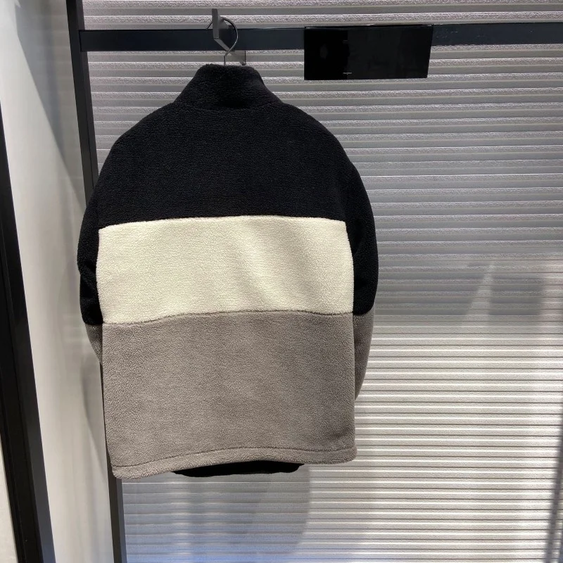 

Winter 2022 New Casual Mens O-Neck Zippers Mixed Colors Loose Jackets Korean Vintage Pockets Male Fashion Warm Outerwear