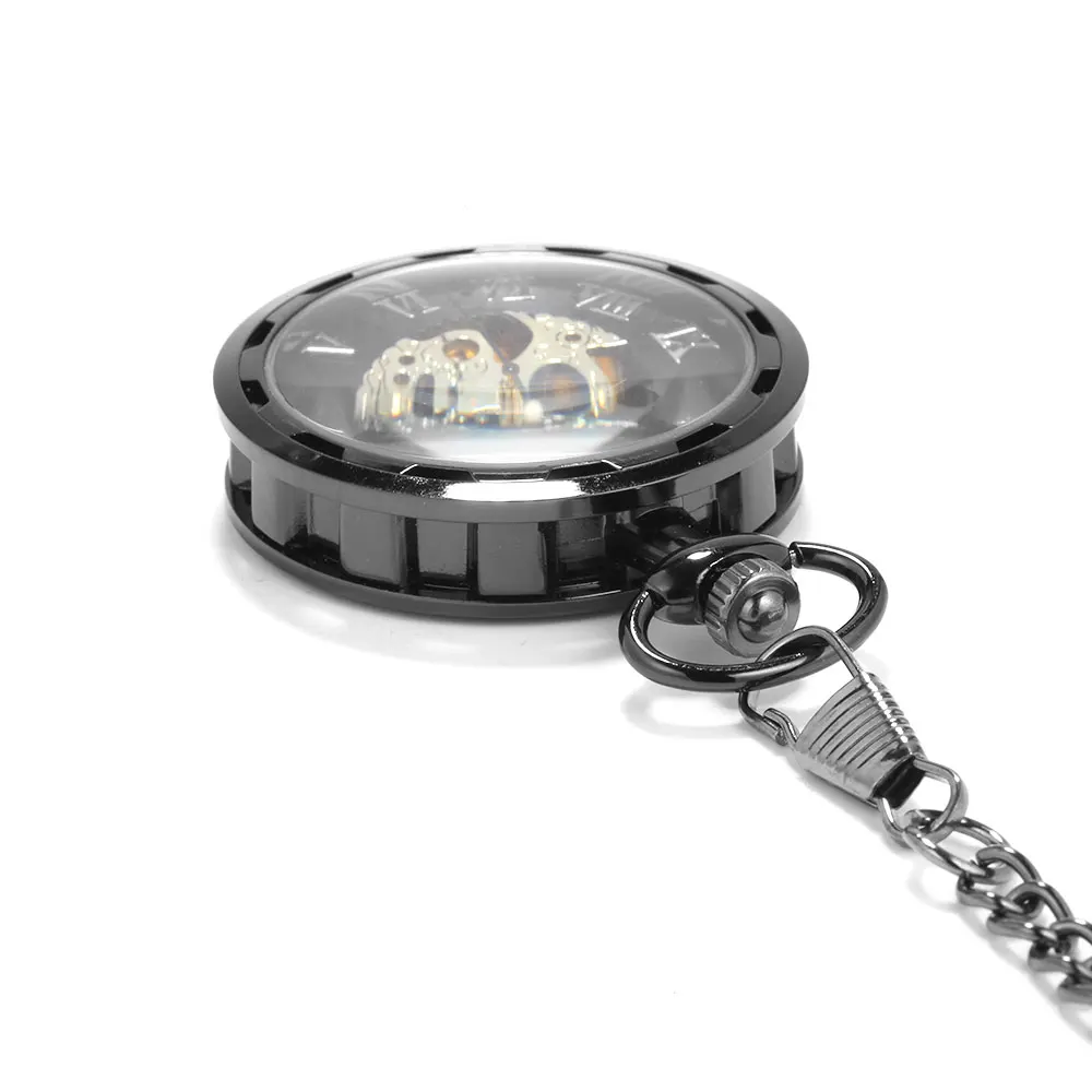 8938 Retro black wheel Roman scale large pocket watch court creative gift value exquisite flip pocket watch