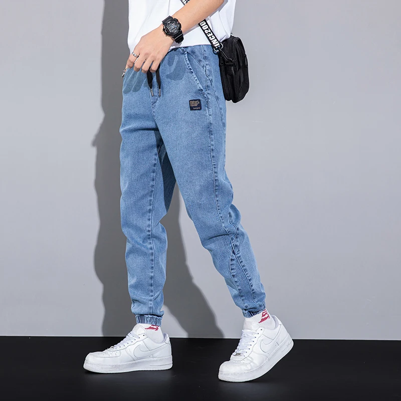 

Spring Summer Black Blue Cargo Jeans Men Streetwear Denim Jogger Pants Men Baggy Harem Jean Trousers Plus Size