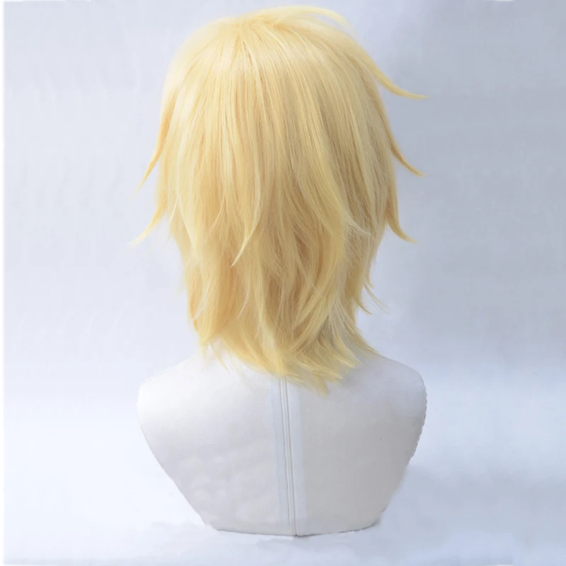 Anime Cosplay Ash Lynx Pruik Aslan Jade Callenreese Hair Short Gold Blonde Halloween Synthetische Pruik