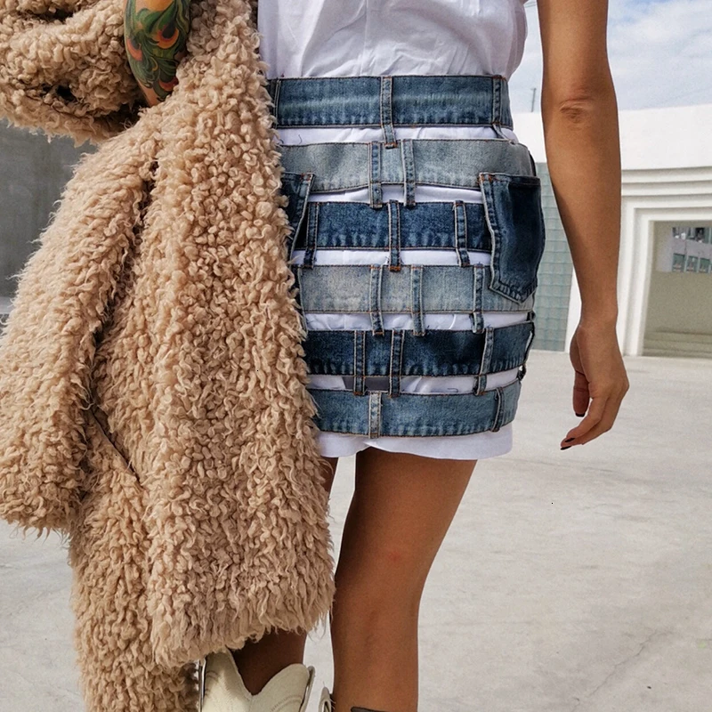 TWOTWINSTYLE Patchwork Hit Color Sexy Skirt Women High Waist Asymmetric Large Size Mini Female Skirts Clothes 2024 Fashion