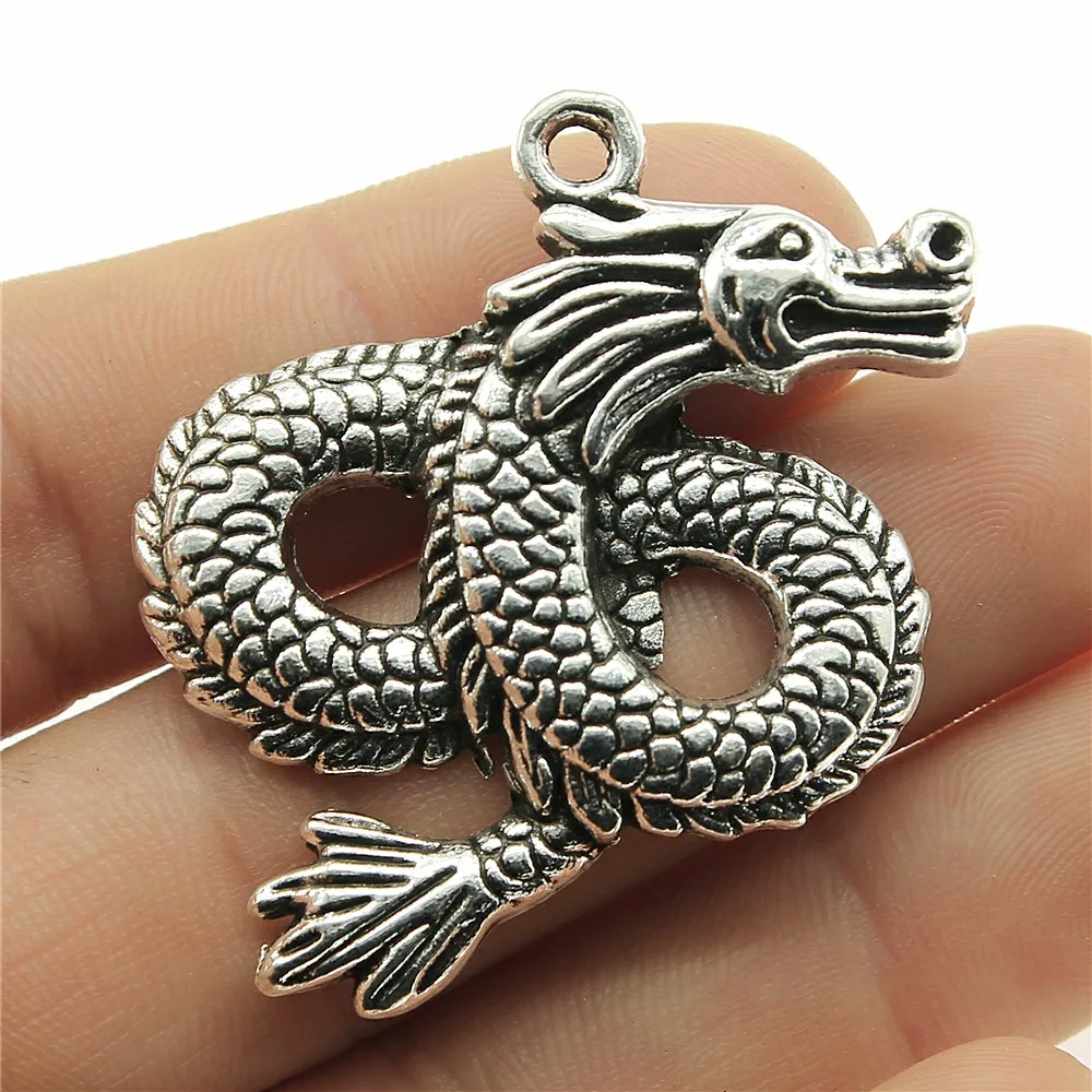 

Wholesale 30pcs/bag 45x38mm Dragon Charm For Jewelry Making Jewelry Accessories Antique Silver Color Antique Bronze Color