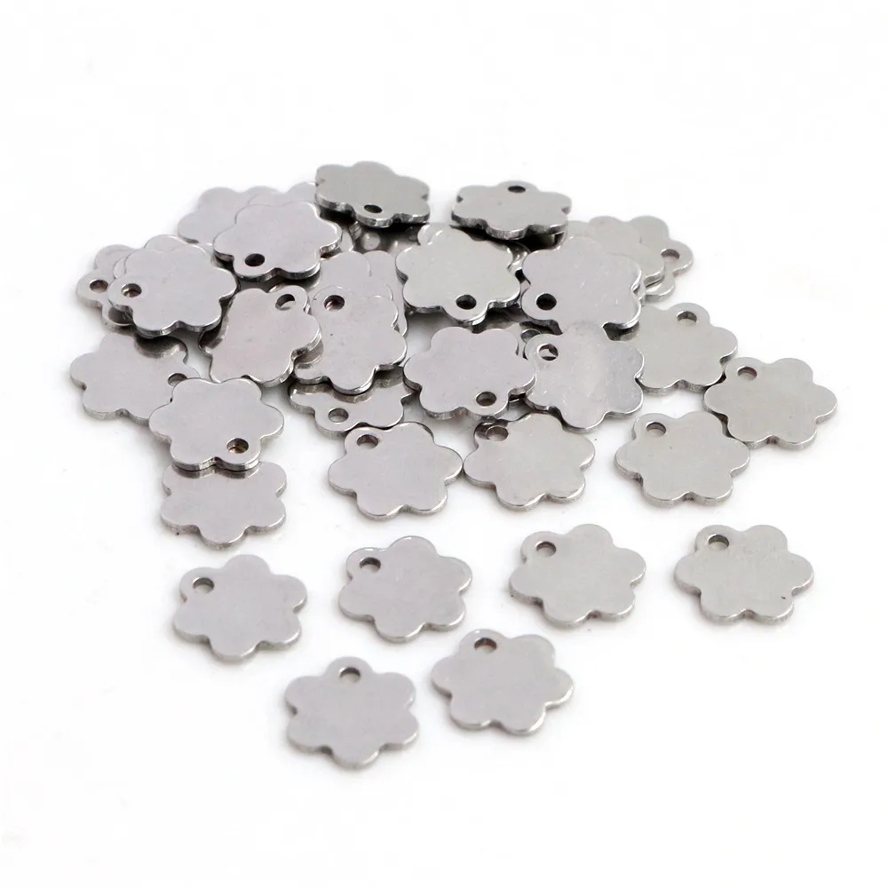 

50pc/lot 8mm No Fade Charms 316 Stainless Steel Six leaf grass Charms for necklace pendant charms diy jewelry making-R8-50