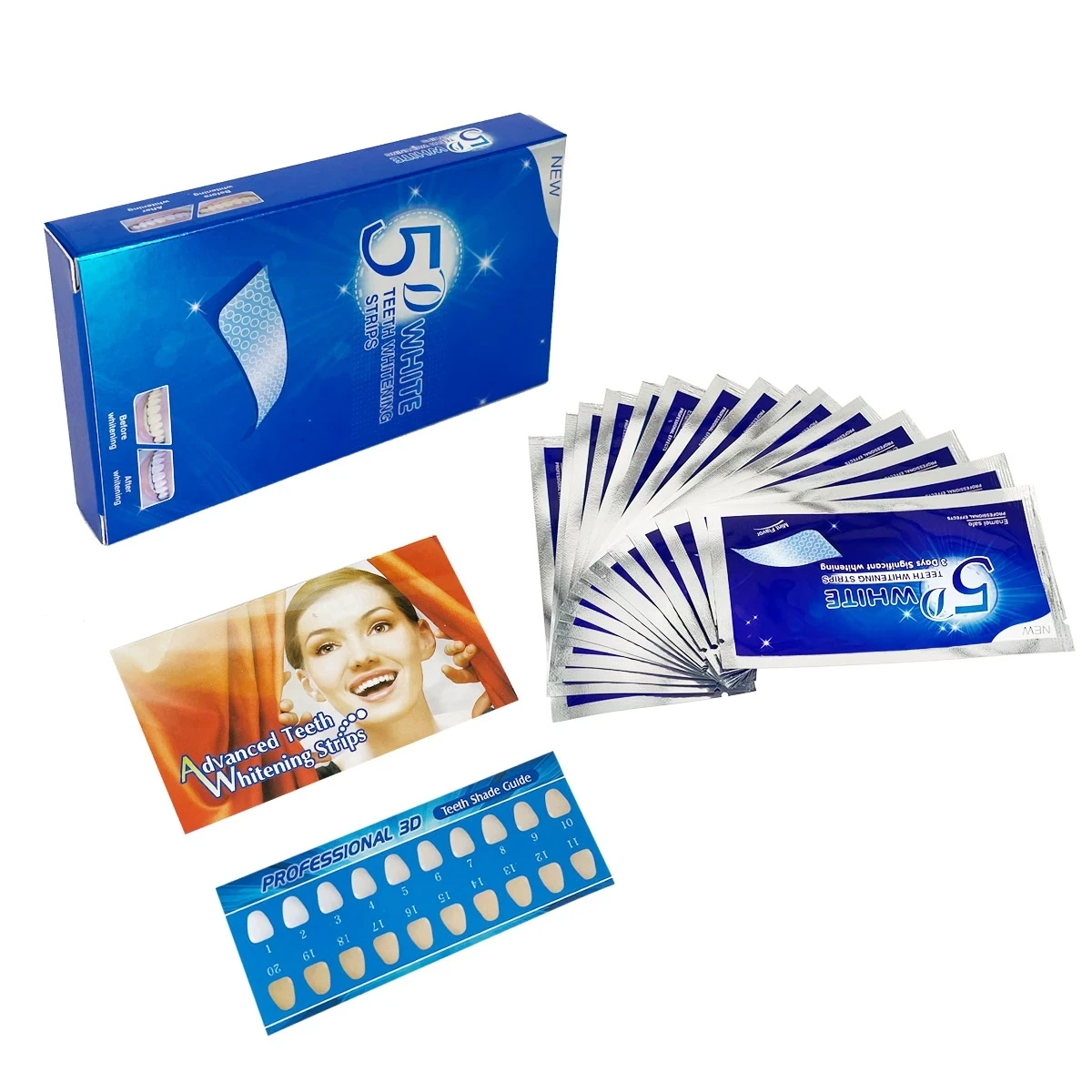 5D Gel Teeth Whitening Strips Oral Hygiene Care Double Elastic Tooth Bleaching Strips False Teeth Veneers Dental Whiten Tools