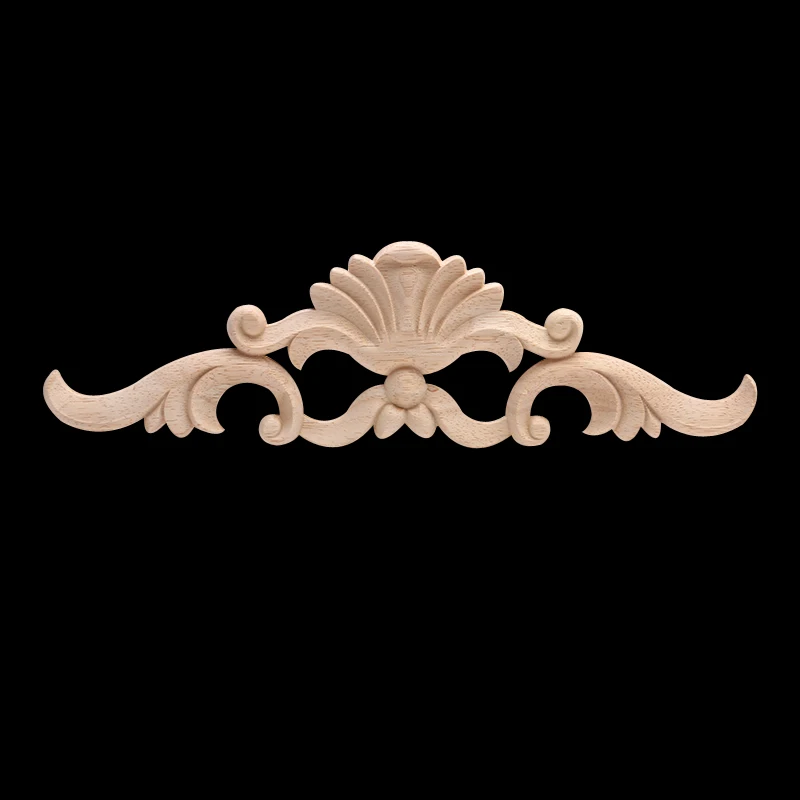 Wood Carved Decal Corner Applique Frame for  Vintage Unpainted European Home Wall Cabinet Door Decorative Wooden Miniature Craft