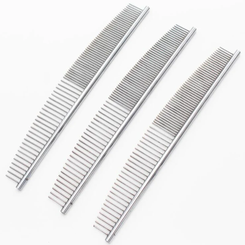 stainless steel dog grooming comb half sparse half dense pet hair comb