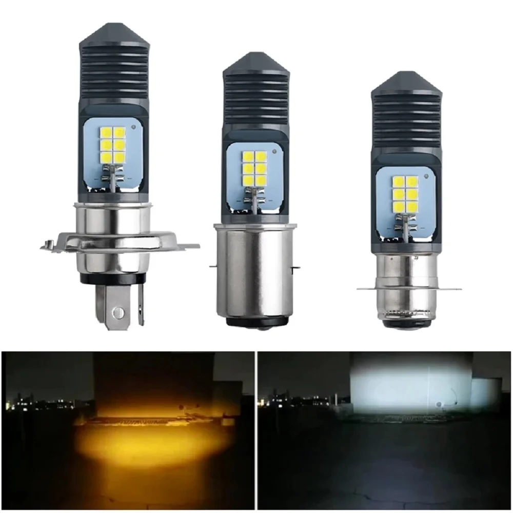 

10Pcs H4 BA20D P15D LED 12V Motorcycle Headlight Bulbs 6000k Hi/lo Beam 3030 12SMD LED Scooter ATV Accessories Fog Lamp