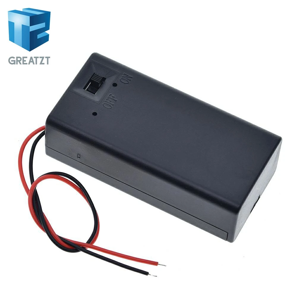 9V Battery Storage Case Plastic Box Holder With Leads ON/OFF Switch DEC22 DIY