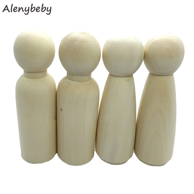 

10pcs 90mm Boy and girl Wooden Peg Dolls Unpainted Figures DIY Arts Crafts supplies kids baby toys Christmas home decorations