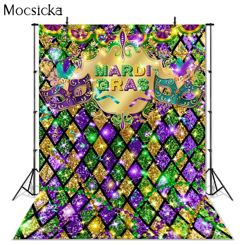 Mocsicka Mardigras Party Photography Backdrop Mask Decoration Props Adult Portrait Photo Wallpaper Background Banner