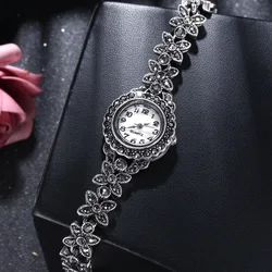 Charms Women Ancient Silver Plated Bracelets Girls Crystal Accessories Fashion Lady Quartz Watches Female Hand Accessories