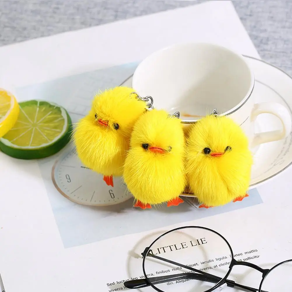 1pcs Cute Chick Pendant Keychain Soft Stuffed Chick Doll Ornament Keychain Creative Mini Chick Animal Model Plush Toys Kids Gift