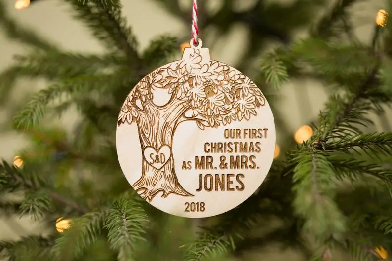 Our first Christmas ornament, Just married ornament, Wedding ornament, Newlywed ornament, Mr and Mrs ornament, Married Christmas