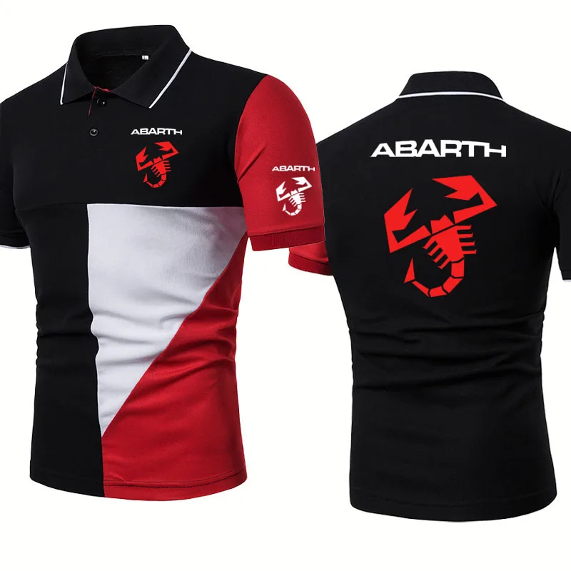 Fashion Casual Men\'s POLO shirt Abarth Car Logo Printing Summer Men\'s short sleeve Cotton Splicing High Quality short sleeve