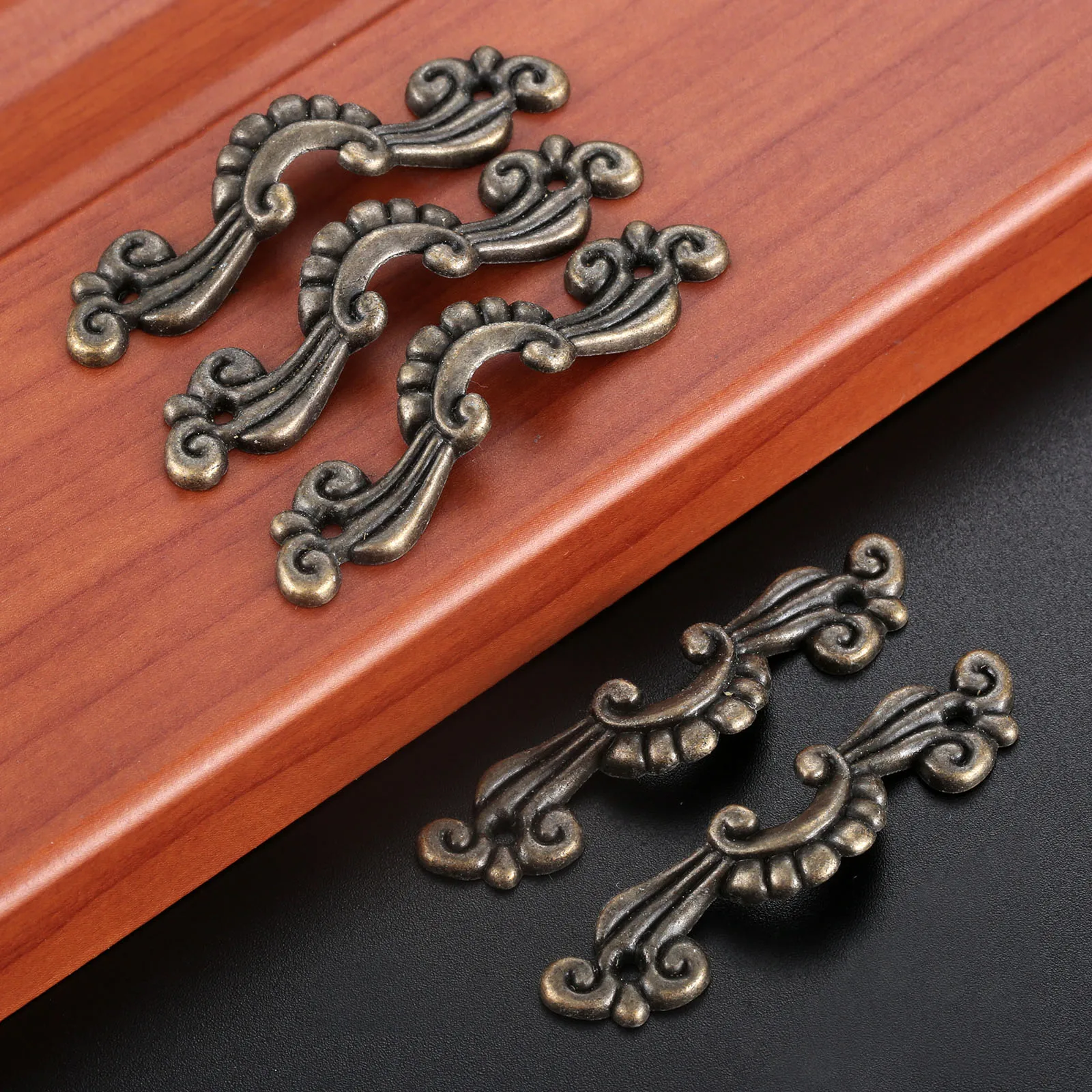 5Pcs 56*13mm Zinc Alloy Flower Drawer Handle,Vintage Wooden Box,Cabinet,Storage Box Handle Accessories Gift,Bronze Tone Color