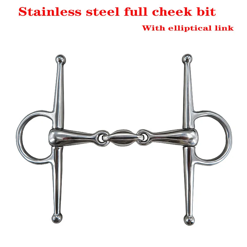 High Pole Stainless Steel Horse Mouth Ring Jointed Bit Equestrian Snaffle Tool Full Cheek Bit Double Broken Mouth