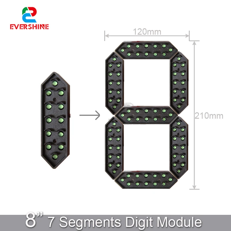 Numéro numérique étanche pour station-service électronique LED, signe de prix du carburant, extérieur, technologie, 8 pouces, 7 segments