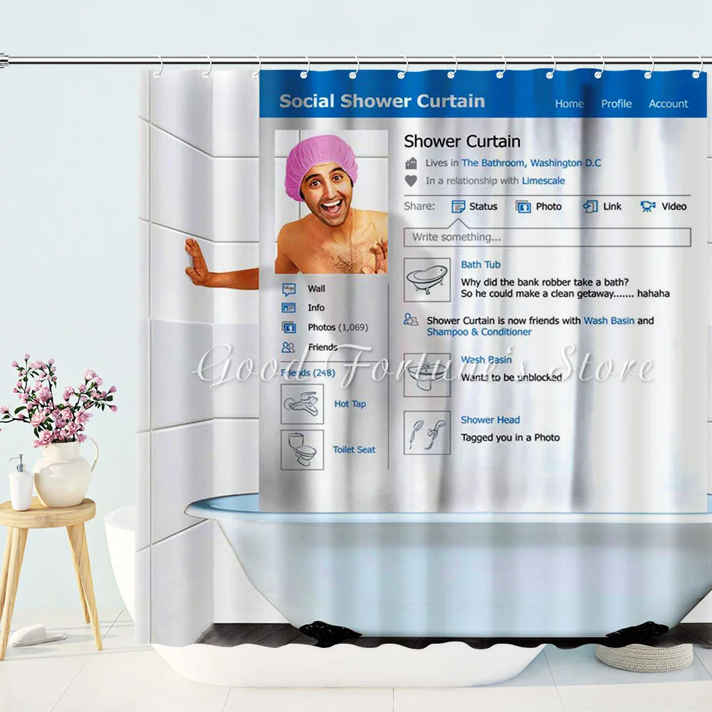 Funny Social Interface Shower Curtain