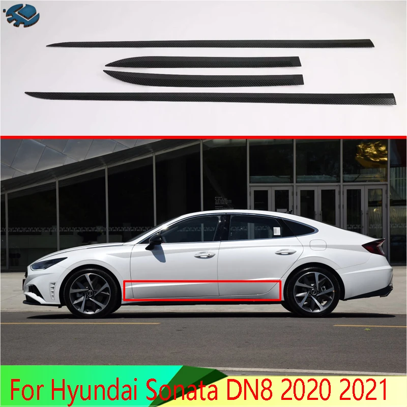 

For Hyundai Sonata DN8 2020 2021 Car Accessories Carbon Fiber Style Side Door Body Molding Moulding Trim