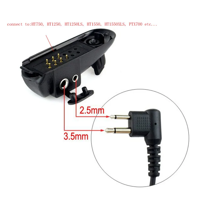 Earphone Headset Mic 2pin Jack Audio Adapter for Motorola GP328 GP340 GP338 GP1280 HT750 PTX760 PRO5150 to GP300 GP88S Ham Radio