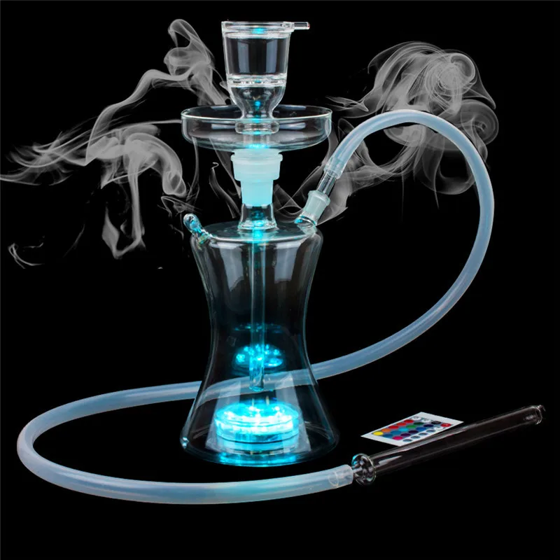 

Russian Style Glass Shisha Big Vapor Hookah Box Chicha Narguile Smoking Water Pipe With LED Light Hose Bowl Hookah Accessories