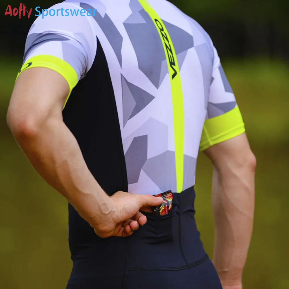 VEZZO Men's Short Cycling Clothes Triathlon Skinsuit Sets MTB Quick Drying Conjunto Feminino Ciclismo Gel 9D Pad  Jumpsuit Kits