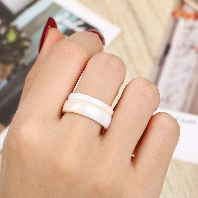 New Design Ceramic Rings Smooth Ceramic Inter-color Ring Fashion Handmade Healthy Ceramic Wedding Jewelry Love Ring for Women