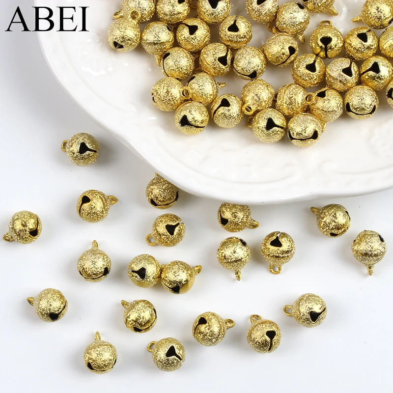 50pcs 10mm Copper Bells DIY Crafts Accessories Christmas Gingle bell Wedding party Decoration Matte Gold Bell