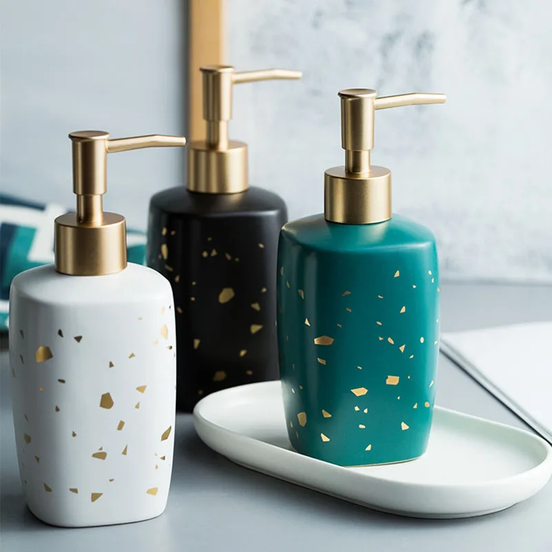 Nordic Style Ceramic Hand Sanitizer Bottle Liquid Soap Dispenser Ceramic Pressing Shower Gel Container Bathroom Accessories