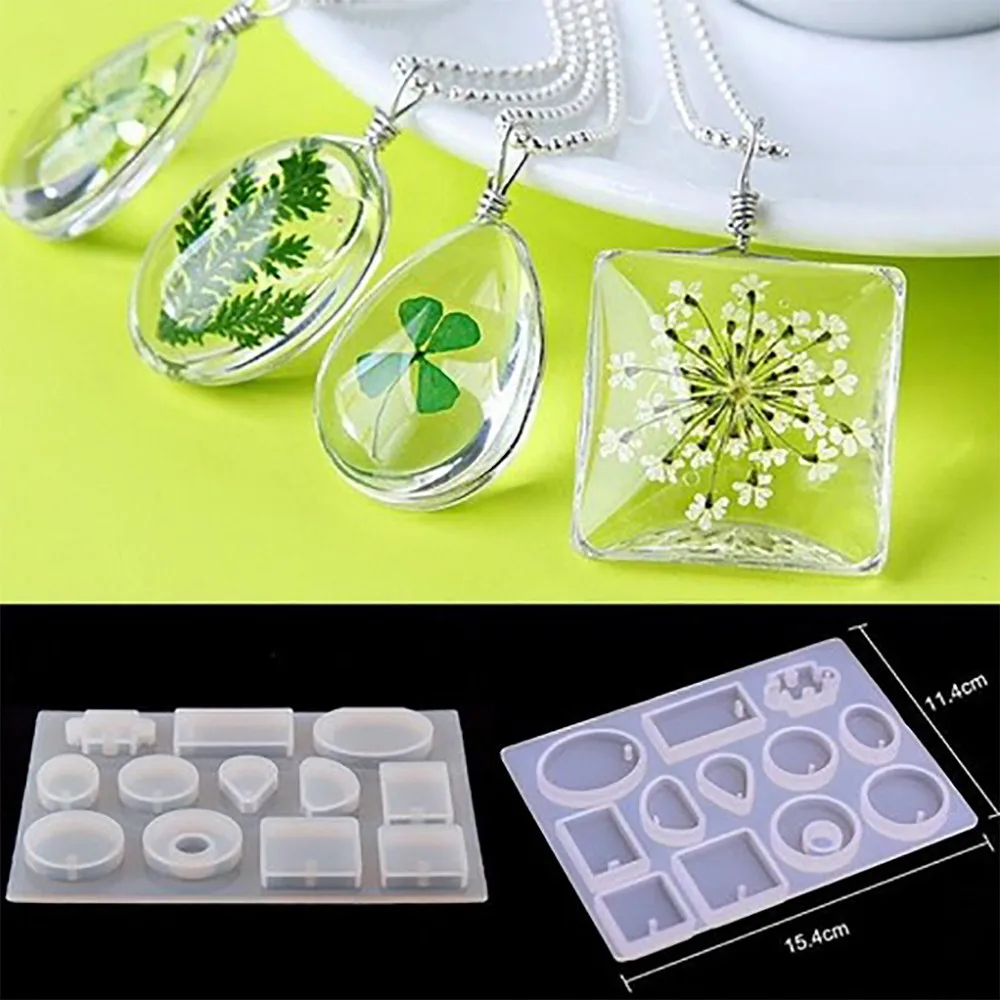 12 Designs Silicone Casting Molds Necklace Earrings Pendant Uv Resin Epoxy Jewelry Making Mould DIY Hand Craft Crystal Glue