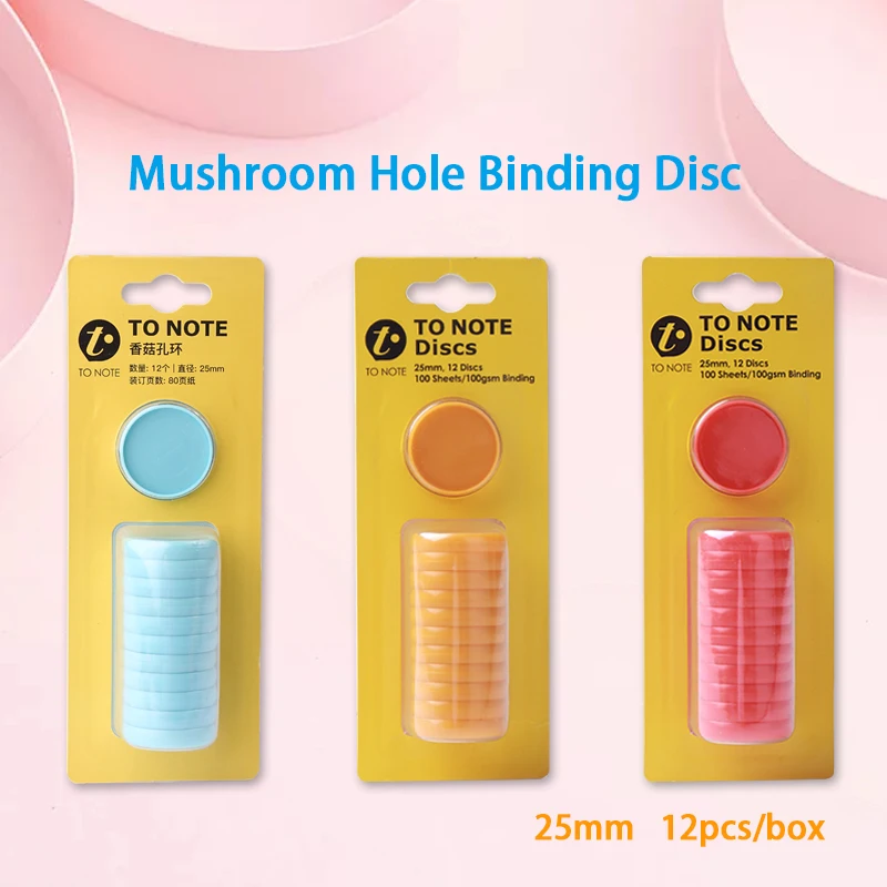 

KW-triO 12pcs/box 25mm Colour Solid Binder Ring DIY Mushroom Hole Binder Notebook Round Binding Disc Buckle Hoop Office Supplies