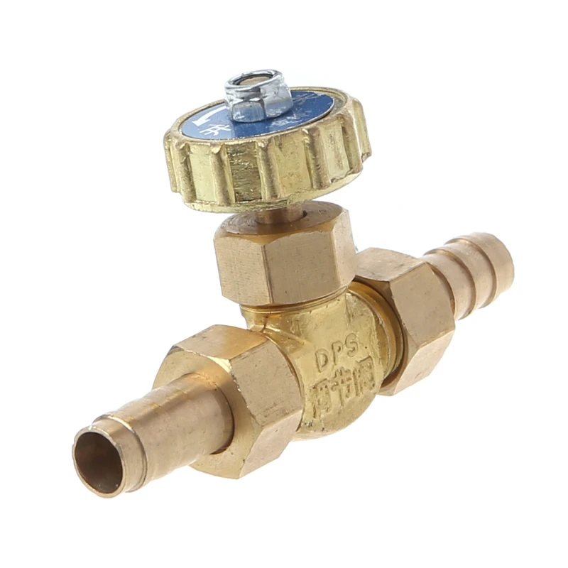 Elbow Brass Needle Valve 10mm Propane Butane Gas Adjuster Barbed Spigots 1 Mpa