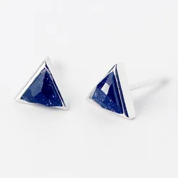 925 Sterling Silver Prevent Allergy black Triangle Brincos Stud Earrings for Women Wedding Earrings Jewelry Accessories