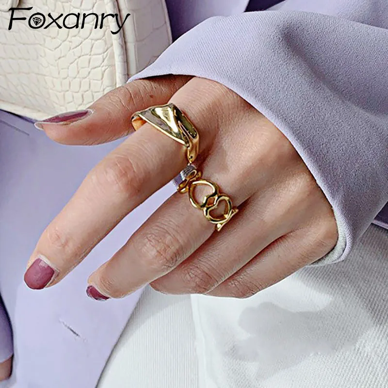 Evimi 925 Silver Color LOVE Heart Rings for Women France Gold Plated Creative Trendy Elegant Party Finger Jewelry Gifts