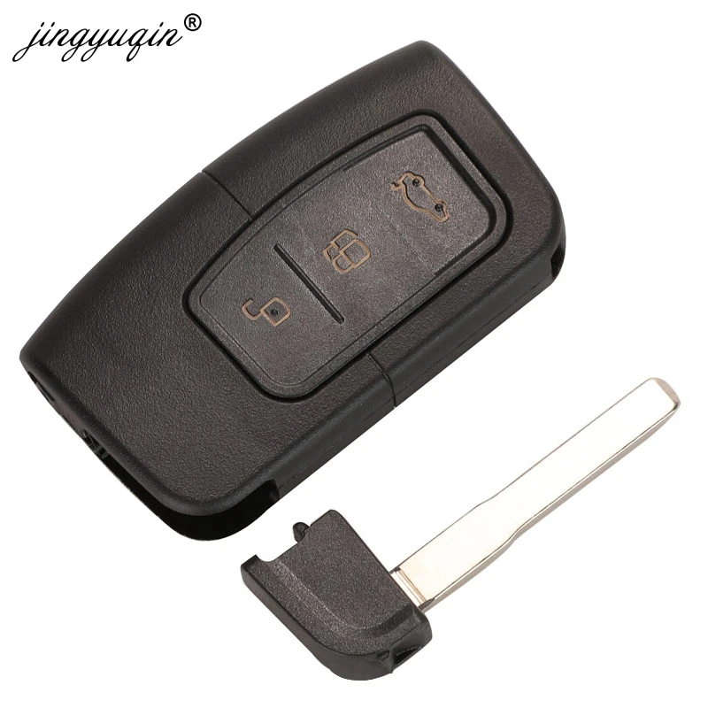 

jingyuqin Smart Remote Key Shell Case 3 Button for Ford 2016+ Focus Mondeo Galaxy S-Max C-Max Kuga Keyless Housing Replacement