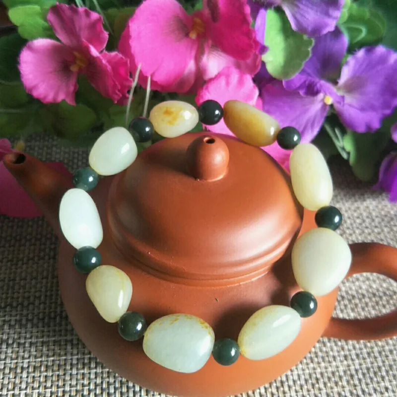 Natural Hetian Jade Random type stone Jade Bracelet Jewelry Lucky Safety Auspicious Amulet Fine Jewelry Jade Bracelet