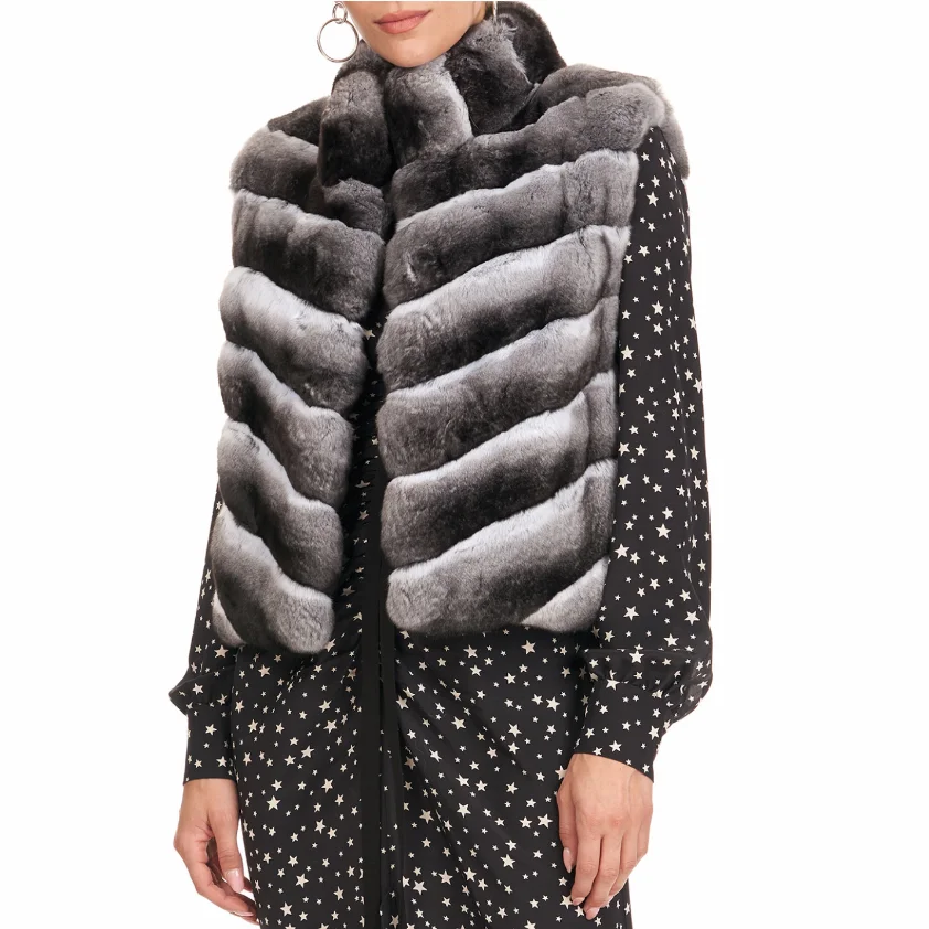 Gilet en fourrure de lapin Rex véritable, mode hivernale, garder au chaud