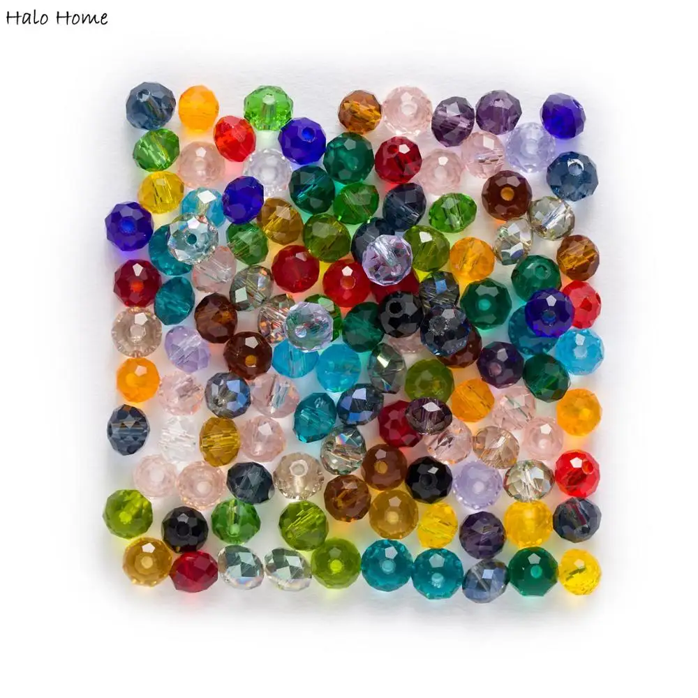 50pcs Round Faceted Crystal Glass Loose Spacer Beads Jewelry Making Sewing Handmade Shoes Bags Clothing Headwear Garment 4-8mm